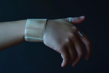 Fototapeta premium A hightech, minimalist bandage that monitors healing and sends updates to a connected app, with no visible wires or bulk
