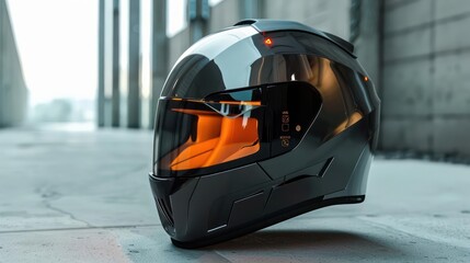 Fototapeta premium A hightech, minimalistic helmet with integrated AR displays for navigation and safety alerts