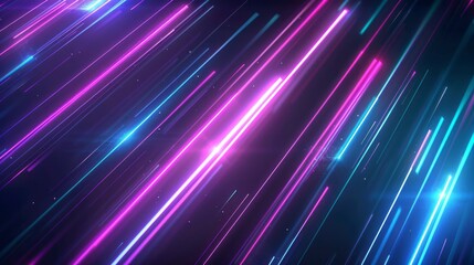 Fototapeta premium Vibrant neon light lines glowing in the dark, creating an abstract background with energy and motion effects