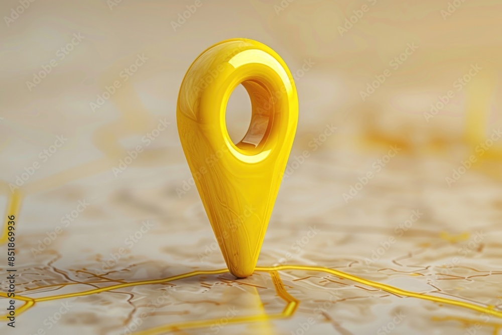 Poster A map showing a location marked with a yellow pin
