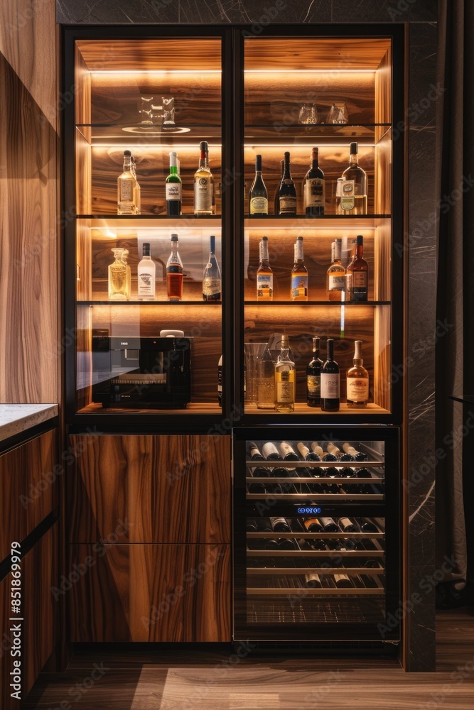 Poster A wine cooler filled with multiple bottles of wine, perfect for a party or gathering