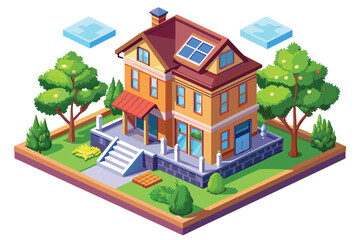 isometric house cartoon
