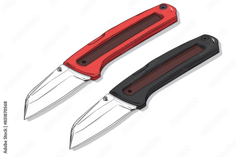 Poster Two sharp knives placed side by side on a surface