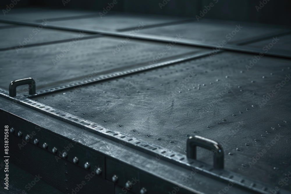 Poster Close-up of a metal surface with rivets, suitable for industrial or mechanical contexts