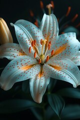 Close-up of a White Lily with Orange Spots