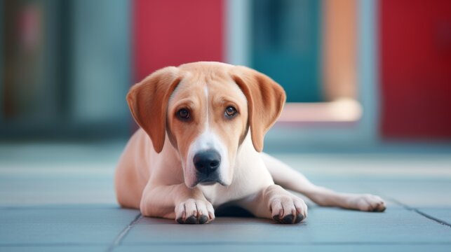 Beagle Puppy Lying on Tile Floor