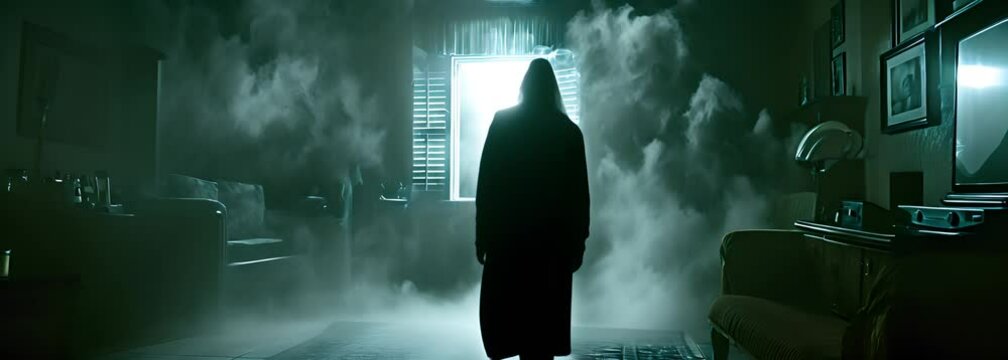 posters for ghost films, a vengeful spirit in the flat