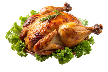 roasted chicken on a white background