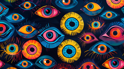 Naklejka premium Halloween Eyeball Pattern for Gift Wrap or Fabric Design