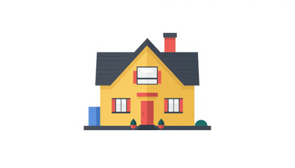 flat illustration of a colorful residential house isolated on a white background