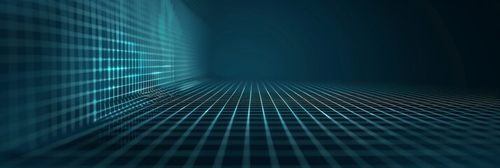 Tech web background with subtle teal grid patterns on a dark blue gradient, providing a sleek and modern design