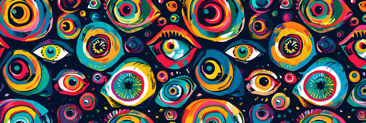 Fototapeta premium Halloween Eyeball Pattern for Gift Wrap or Fabric Design