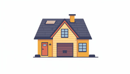 Fototapeta premium flat illustration of a colorful residential house isolated on a white background