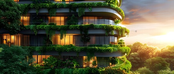beautiful huge green building. modern architecture, architecture and green concept, eco friendly buildings	