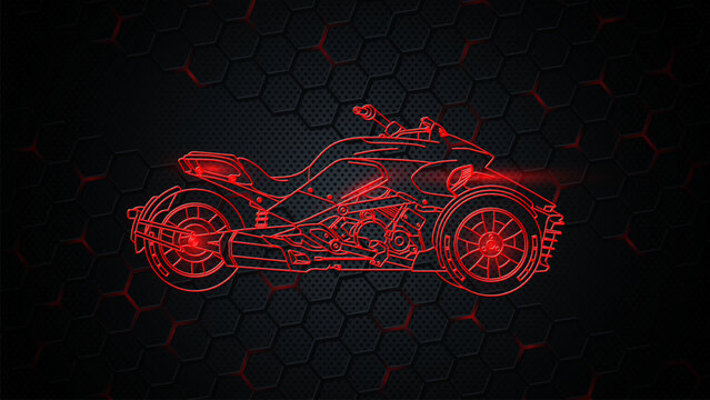 Hexagon Background wallpaper of All Terrain Vehicle or ATF with line art style