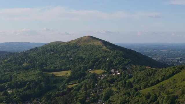 Aerial view of the Malvern Hills in Herefordshire and Worcestershire, beautiful English landscape
