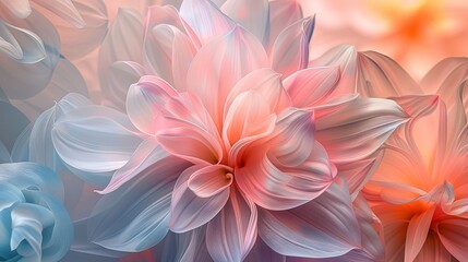 Obraz premium A delicate background of overlapping, semi-transparent flower petals in soft pastel colors