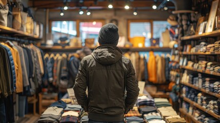 Obraz premium man shopping for clothes in thrift store