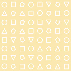 Design of geometric shape wallpaper on yellow background - Mixed geometry hand draw design .