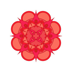 Asian colorful floral mandala. Vector ethnic circular ornament. Stylish design in red shades