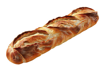 A freshly baked, golden-brown baguette with a crispy crust and soft interior, ideal for bakery promotions, food blogs, and culinary articles.