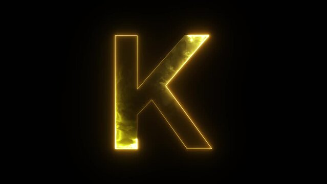 Letter K  Neon Animation on Black Background