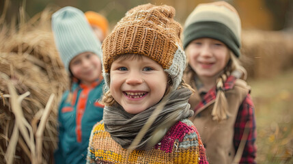 Obraz premium cute children working at farm