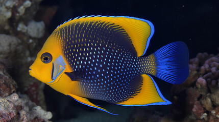 Naklejka premium A photo of a majestic angelfish swimming in an aquarium.