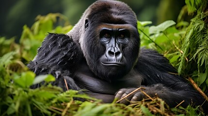 Obraz premium Jungle trek to see gorillas in Rwanda