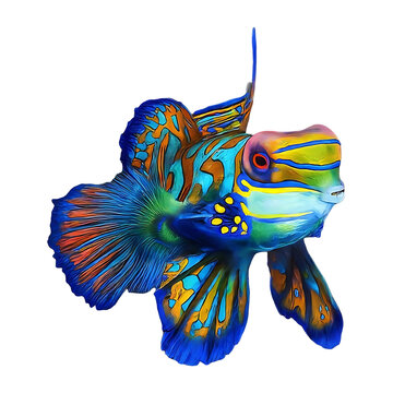recommend clip art: mandarin fish on transparent background highly detailed 4