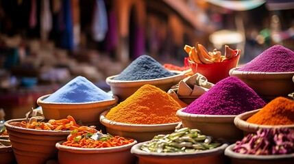 Fototapeta premium Visiting the colorful markets in Marrakech, Morocco