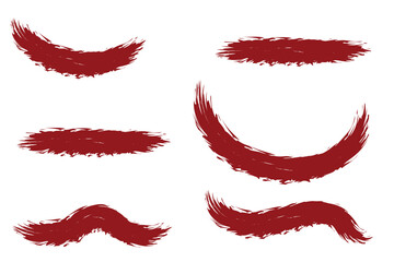 Red paint brush strokes isolated on white background. Elegant dark watercolour set. Abstract textured effect bundle. Graphic design grungy painted style concept for ads, offer, big, mega or flash sale
