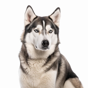 "Graceful Siberian Husky Isolated on White: A Stunning Showcase of Breed Purity"