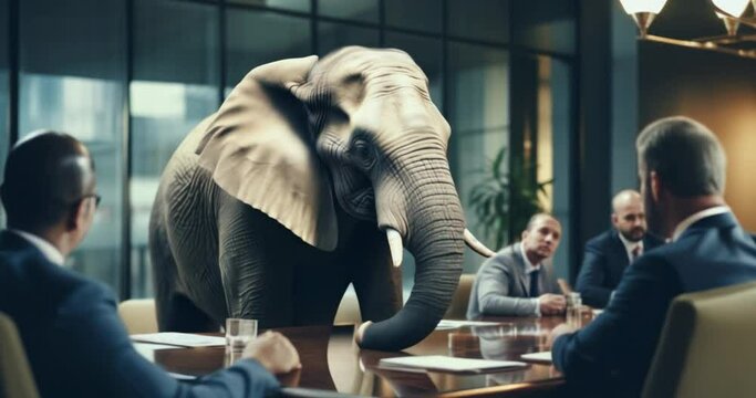 elephant in the room metaphor. avoid to resolve obvious problem in business