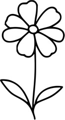 This is an illustration of flowers in a simple and modern line art style. The image features various types of flowers with different shapes and sizes, each with unique petal and leaf details.
