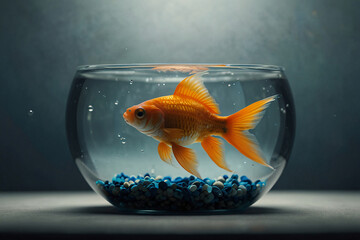 A glass bowl with a few goldfish swimming in it