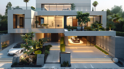 3d model of the modern house with gates layout. Generative AI.