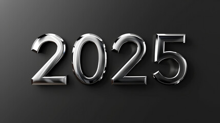 2025 Silver Balloon Numbers on Dark Background
