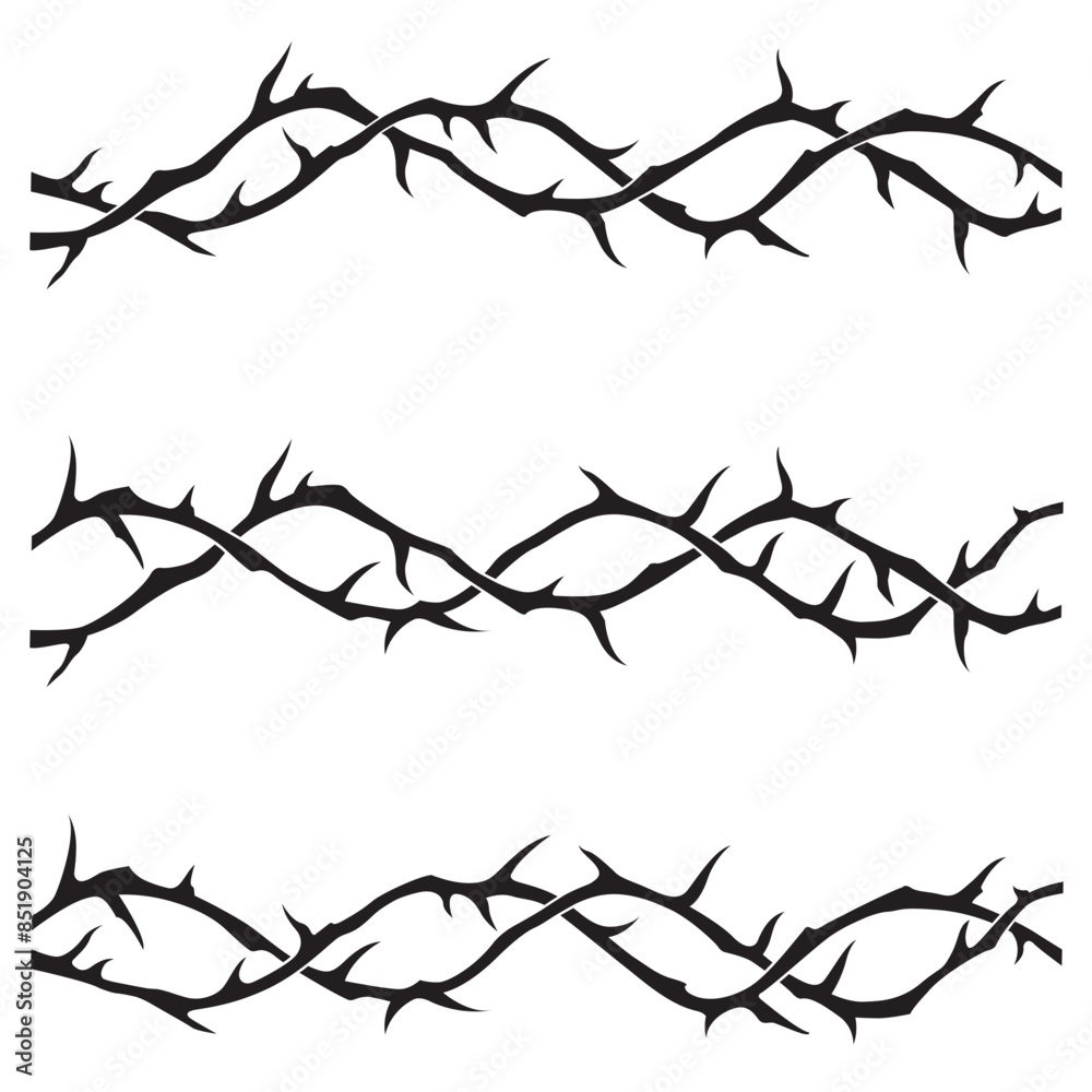 Wall mural black crowns of thorns image isolated on white background