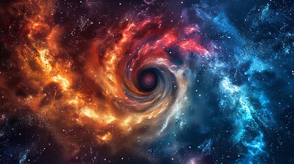 A mesmerizing background of swirling galaxy spirals in vibrant neon colors against a dark starry sky