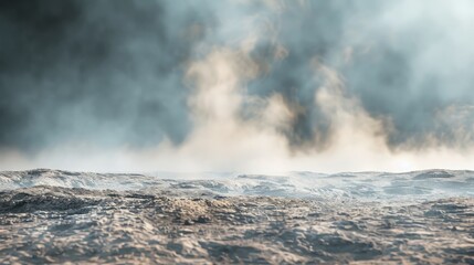 Obraz premium Geothermal steam billows from the Icelandic landscape