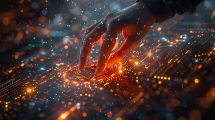 Businessman touching global network and data exchanges, Innovation of future generation technology, Metaverse, AI. Transformation of Big data on Digital networking