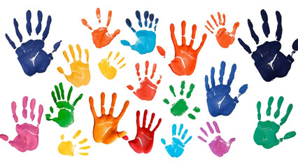 Colorful hand print isolate on transparent background