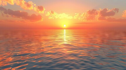 Fototapeta premium A peaceful background of a golden sunset over calm waters, with soft reflections and warm hues