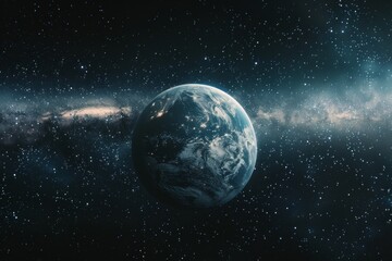 Naklejka premium Earth From Space Showing continents And City Lights At Night