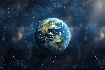 Obraz premium Earth From Space Showing continents And City Lights At Night