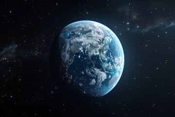 Naklejka premium Earth From Space Showing continents And City Lights At Night