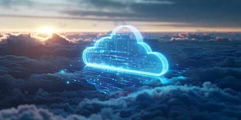 Evolution of Cloud Development Trends Transition from Containerization to Serverless Computing. Concept Cloud Development Trends, Containerization, Serverless Computing, Evolution, Transition