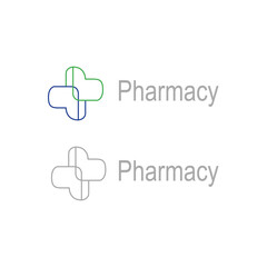 Pharmacy Health Cross Hospital Sign Symbol Logo Clipart Vector isolated on White