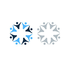 Obraz premium PEOPLE UNION TEAM TEAMWORK COLORFUL SIGN SYMBOL LOGO ISOLATED ON WHITE VECTOR